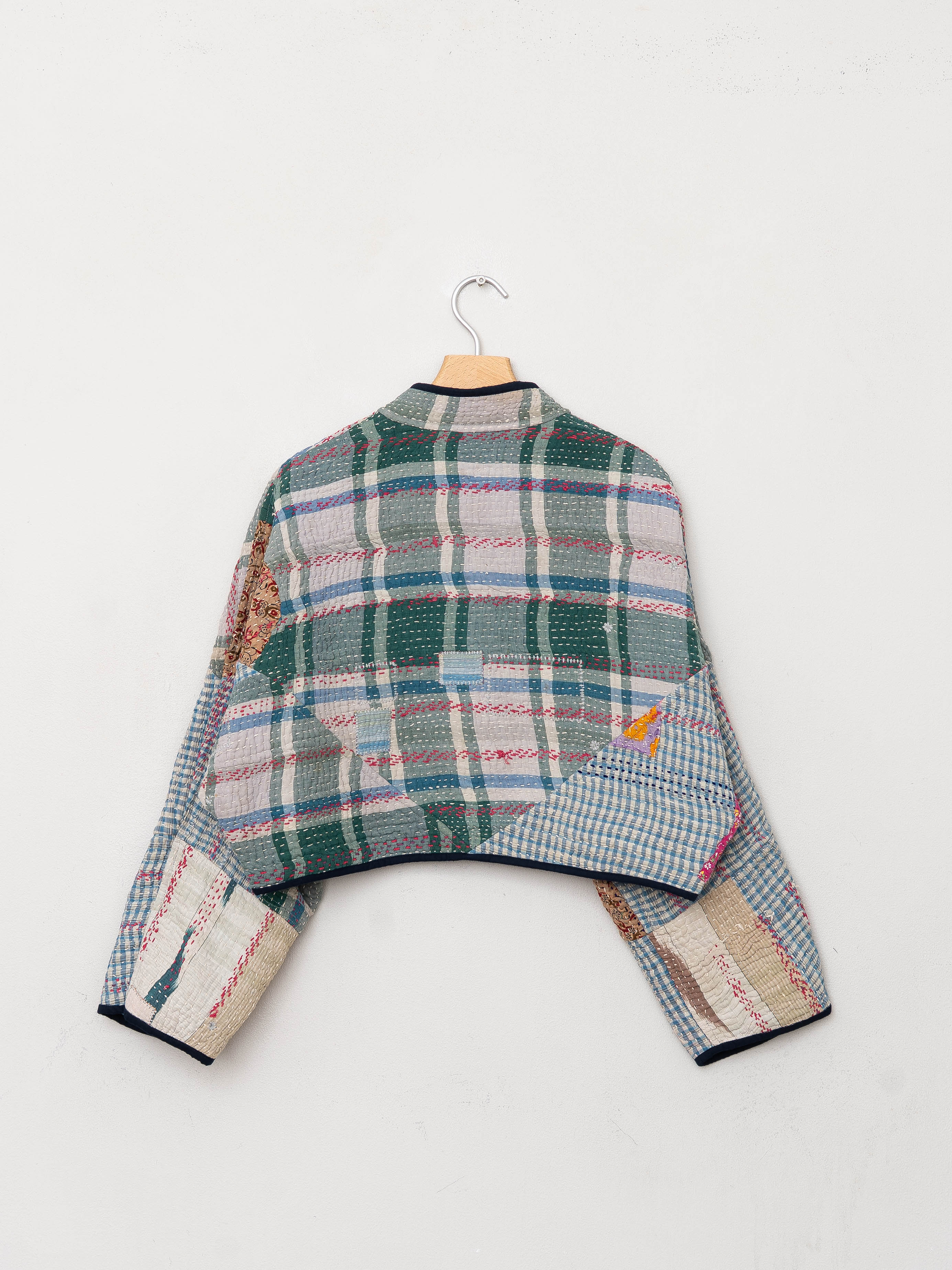 The Kaira Cropped Quilted Patchwork Kantha Jacket