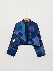 The Kaira Cropped Denim Suzani Jacket - Medium