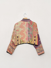 The Kaira Cropped Quilted Patchwork Kantha Jacket
