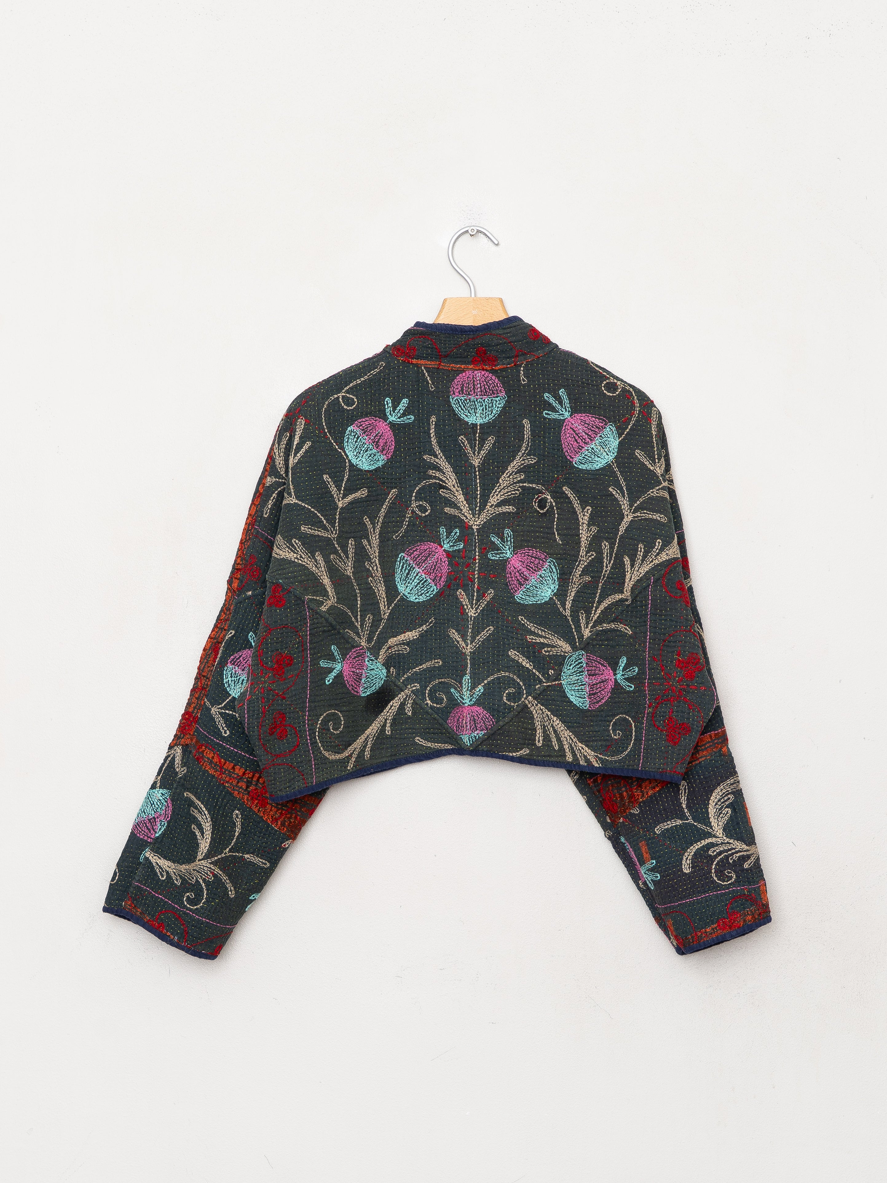 The Kaira Cropped Suzani Quilted Kantha Jacket