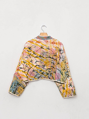 The Kaira Cropped Suzani Quilted Kantha Jacket