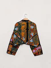 The Kaira Cropped Suzani Quilted Kantha Jacket
