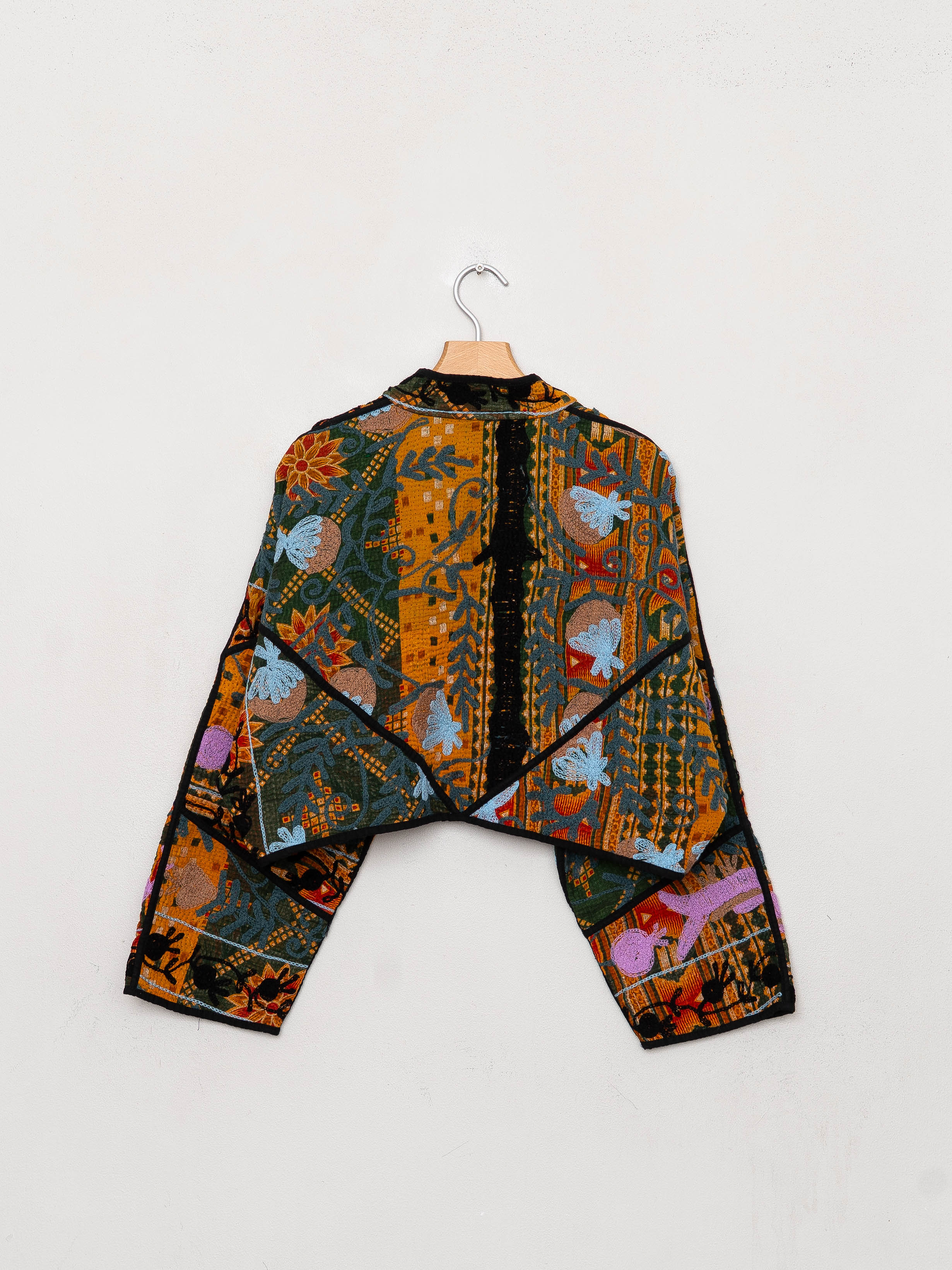 The Kaira Cropped Suzani Quilted Kantha Jacket