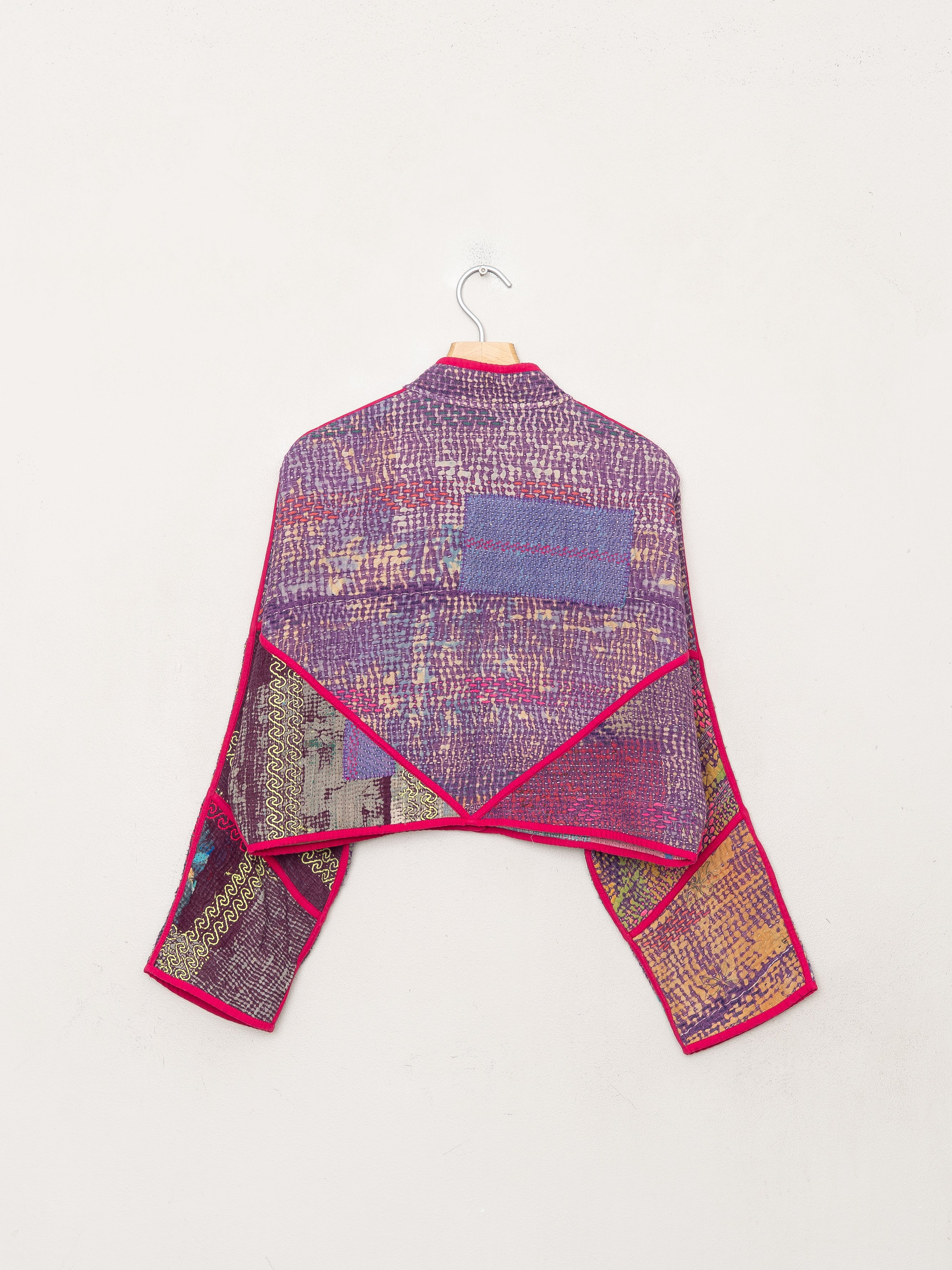 The Kaira Cropped Quilted Patchwork Kantha Jacket