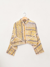 The Kaira Cropped Quilted Patchwork Kantha Jacket