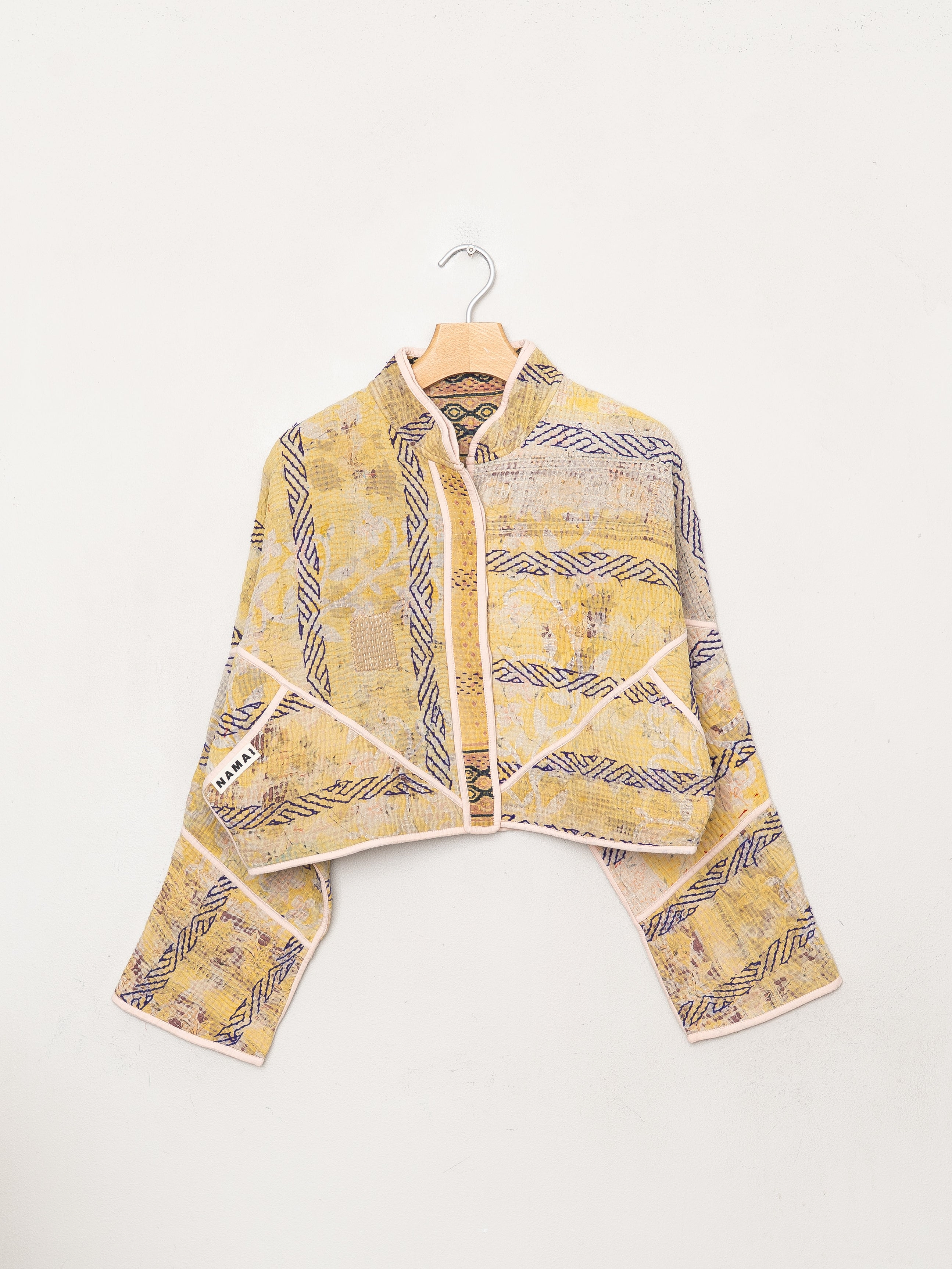 The Kaira Cropped Quilted Patchwork Kantha Jacket