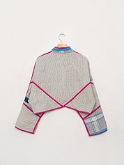 The Kaira Cropped Quilted Patchwork Kantha Jacket