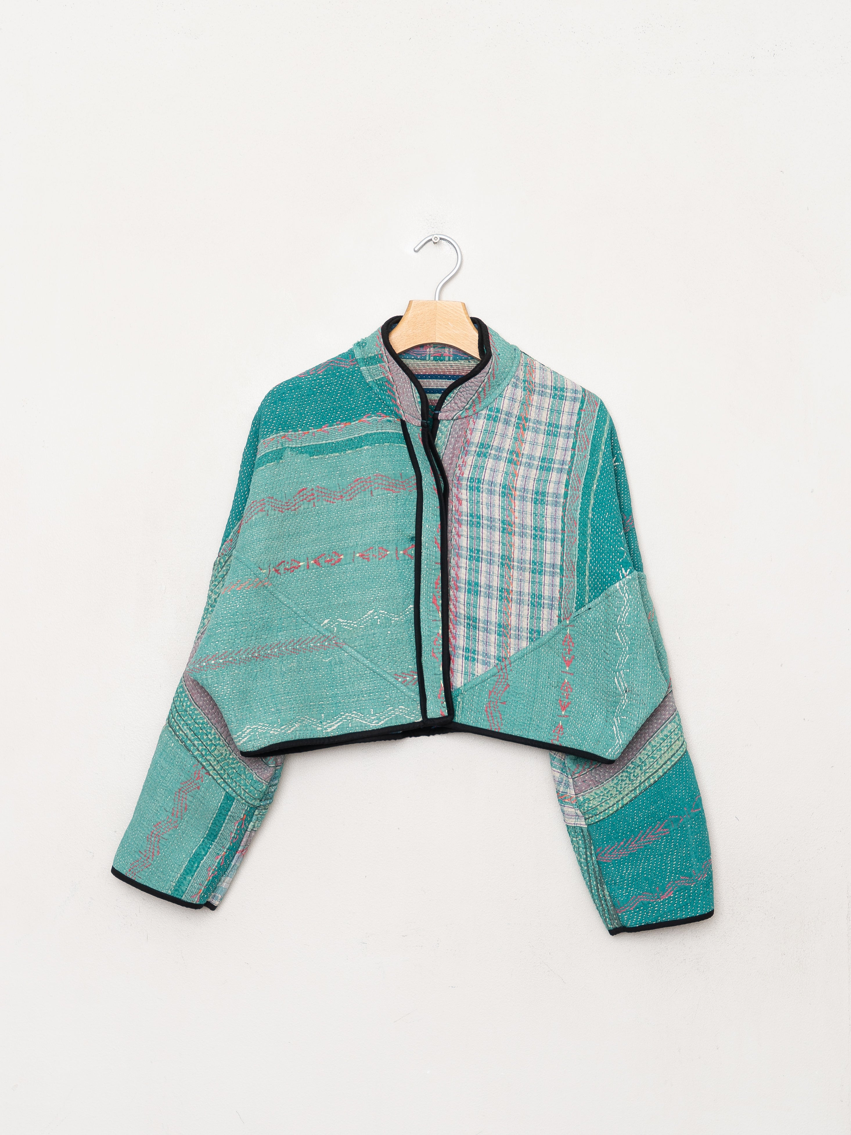 The Kaira Cropped Quilted Patchwork Kantha Jacket