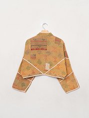 The Kaira Cropped Quilted Patchwork Kantha Jacket