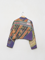 The Kaira Cropped Quilted Patchwork Kantha Jacket