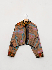The Kaira Cropped Suzani Quilted Kantha Jacket