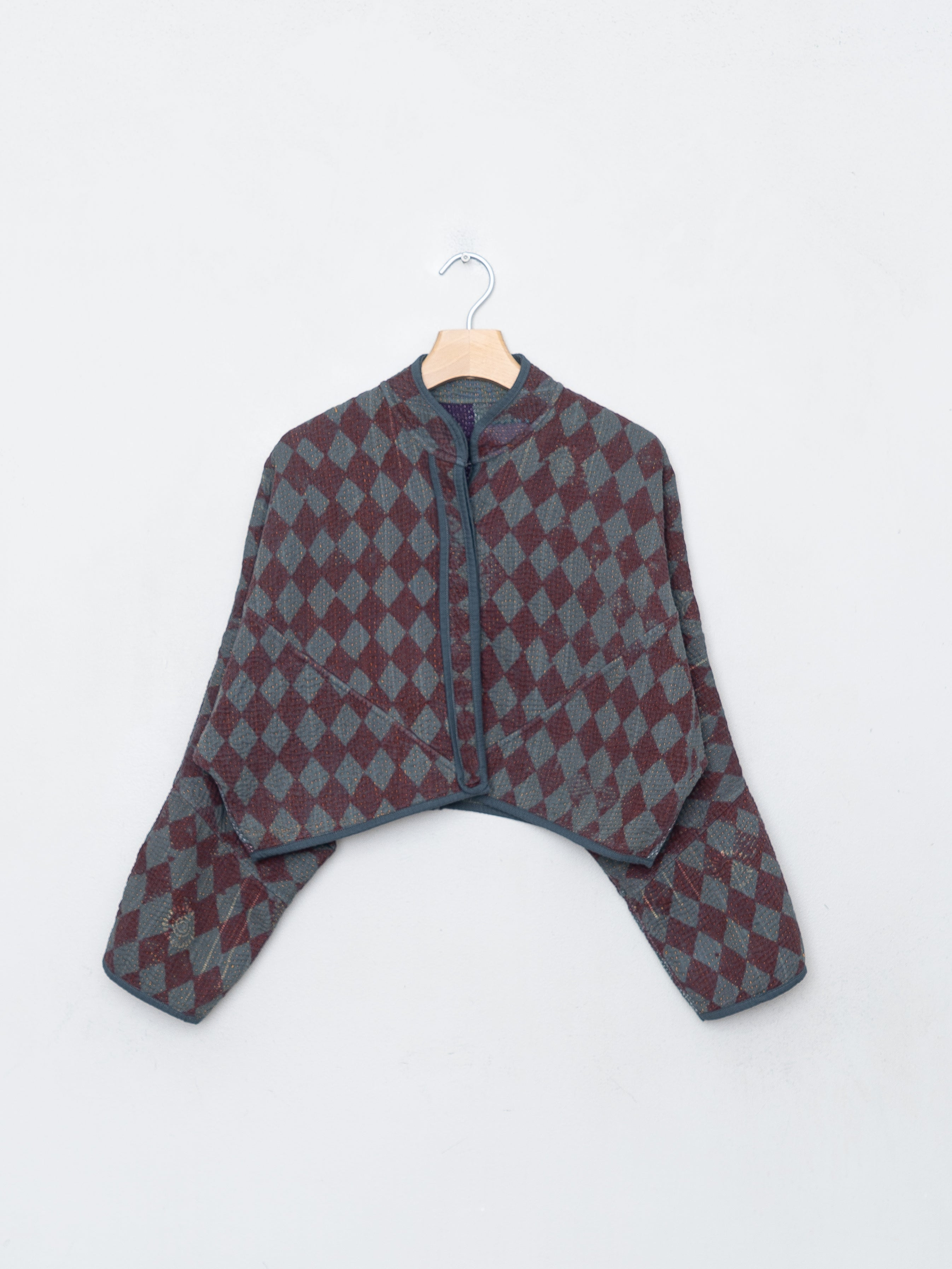 The Kaira Cropped Quilted Indigo Kantha Jacket