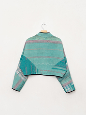 The Kaira Cropped Quilted Patchwork Kantha Jacket