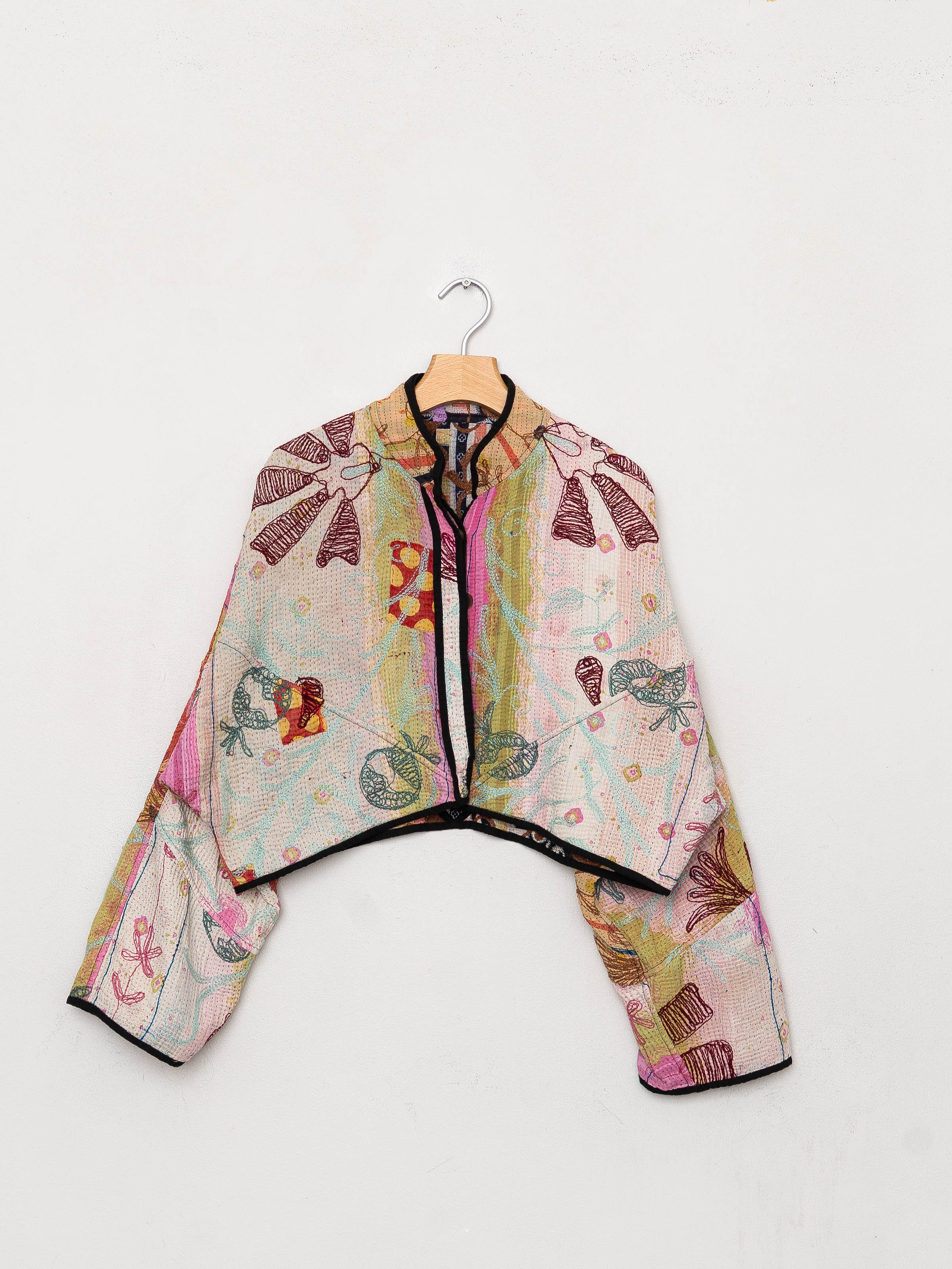 The Kaira Cropped Suzani Quilted Kantha Jacket