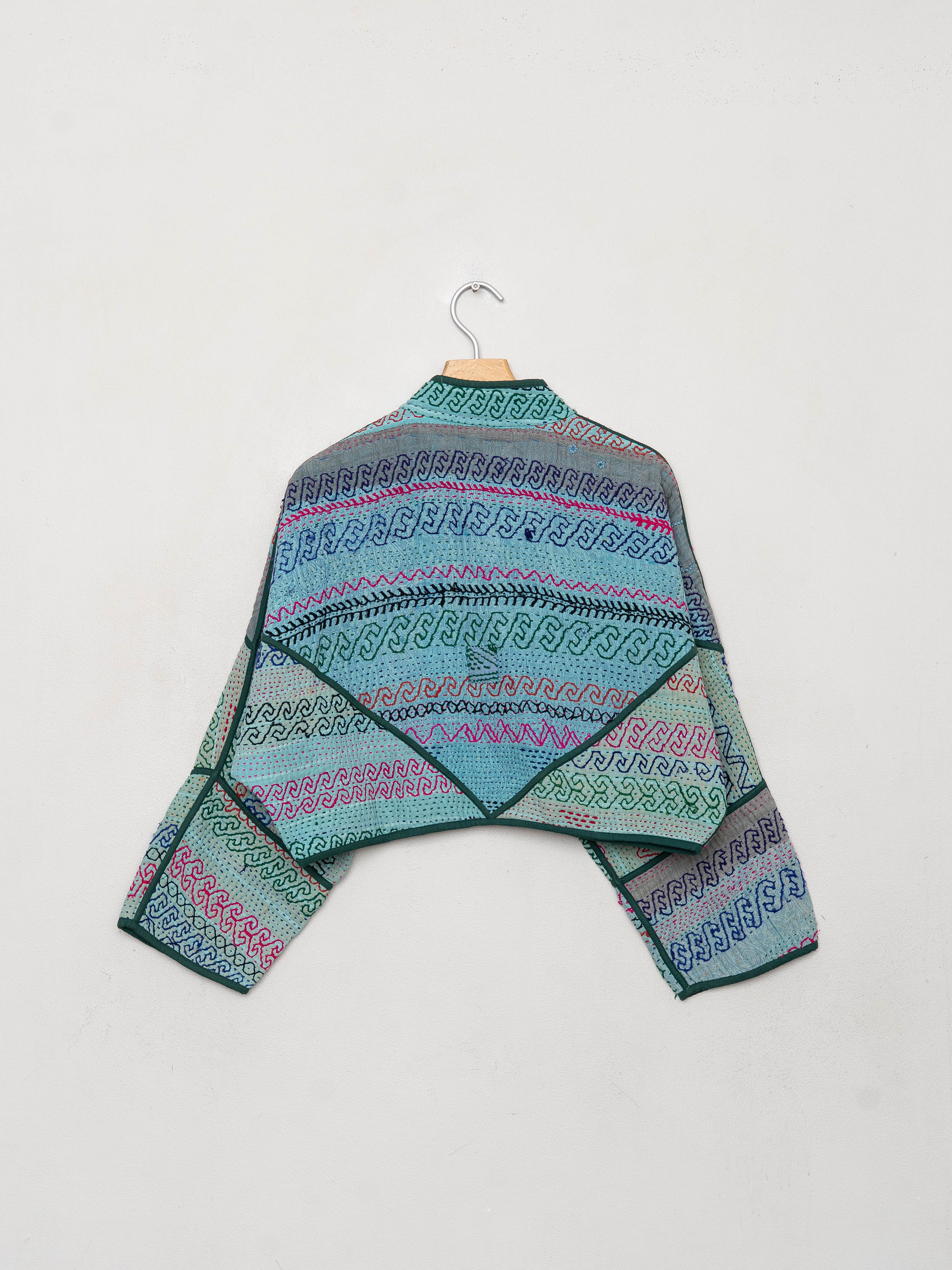 The Kaira Cropped Quilted Patchwork Kantha Jacket