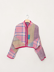 The Kaira Cropped Quilted Patchwork Kantha Jacket