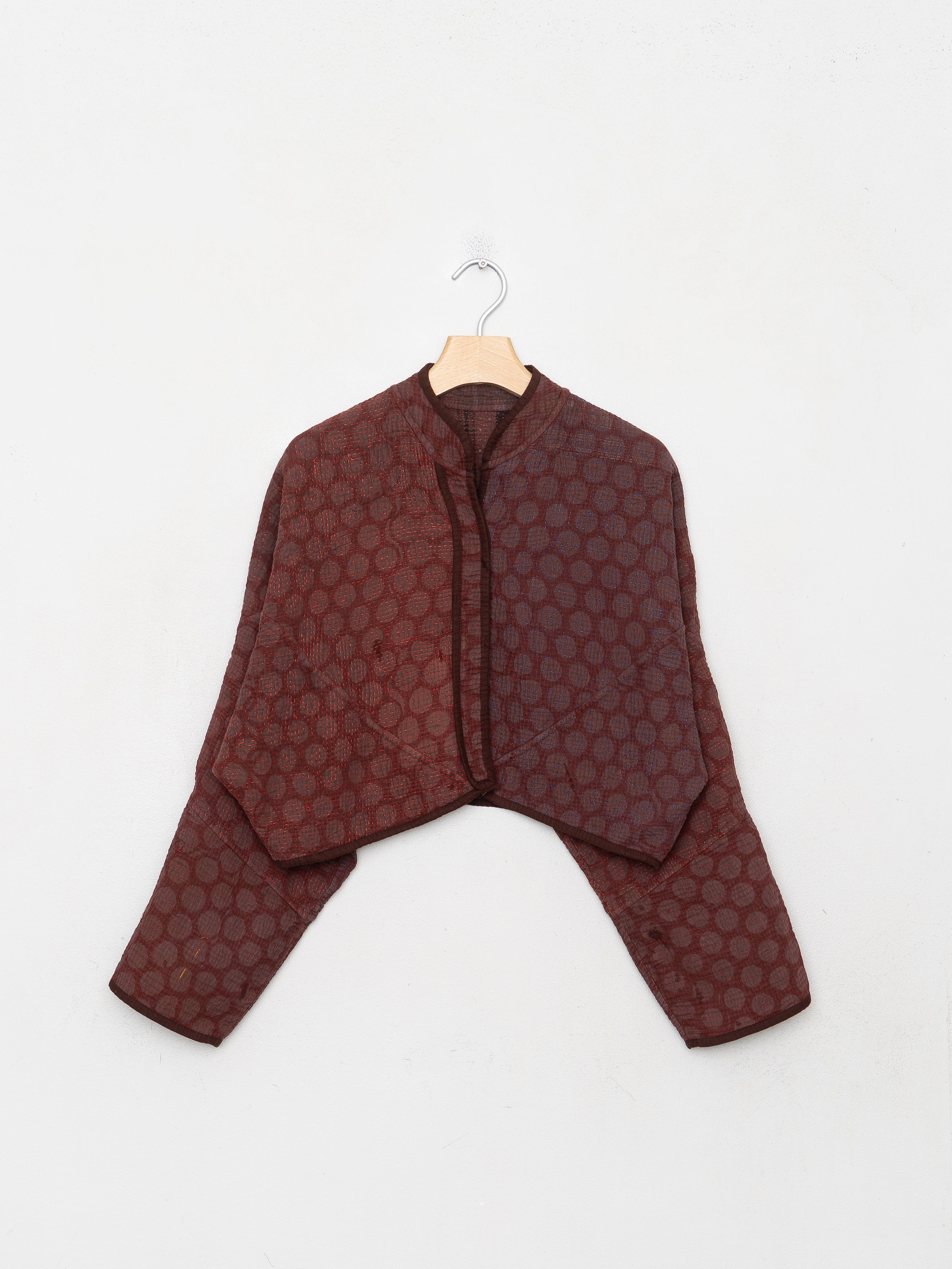 The Kaira Cropped Quilted Indigo Kantha Jacket
