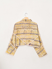 The Kaira Cropped Quilted Patchwork Kantha Jacket
