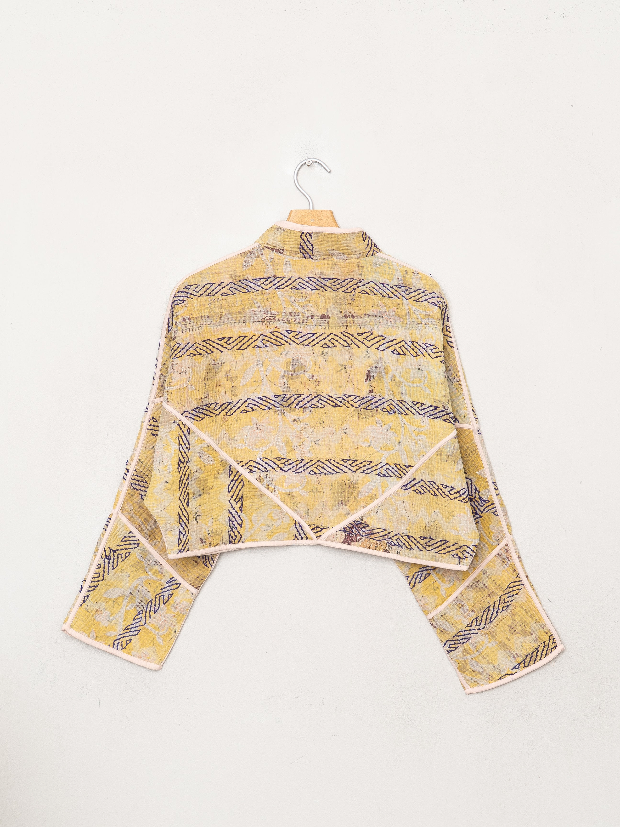 The Kaira Cropped Quilted Patchwork Kantha Jacket