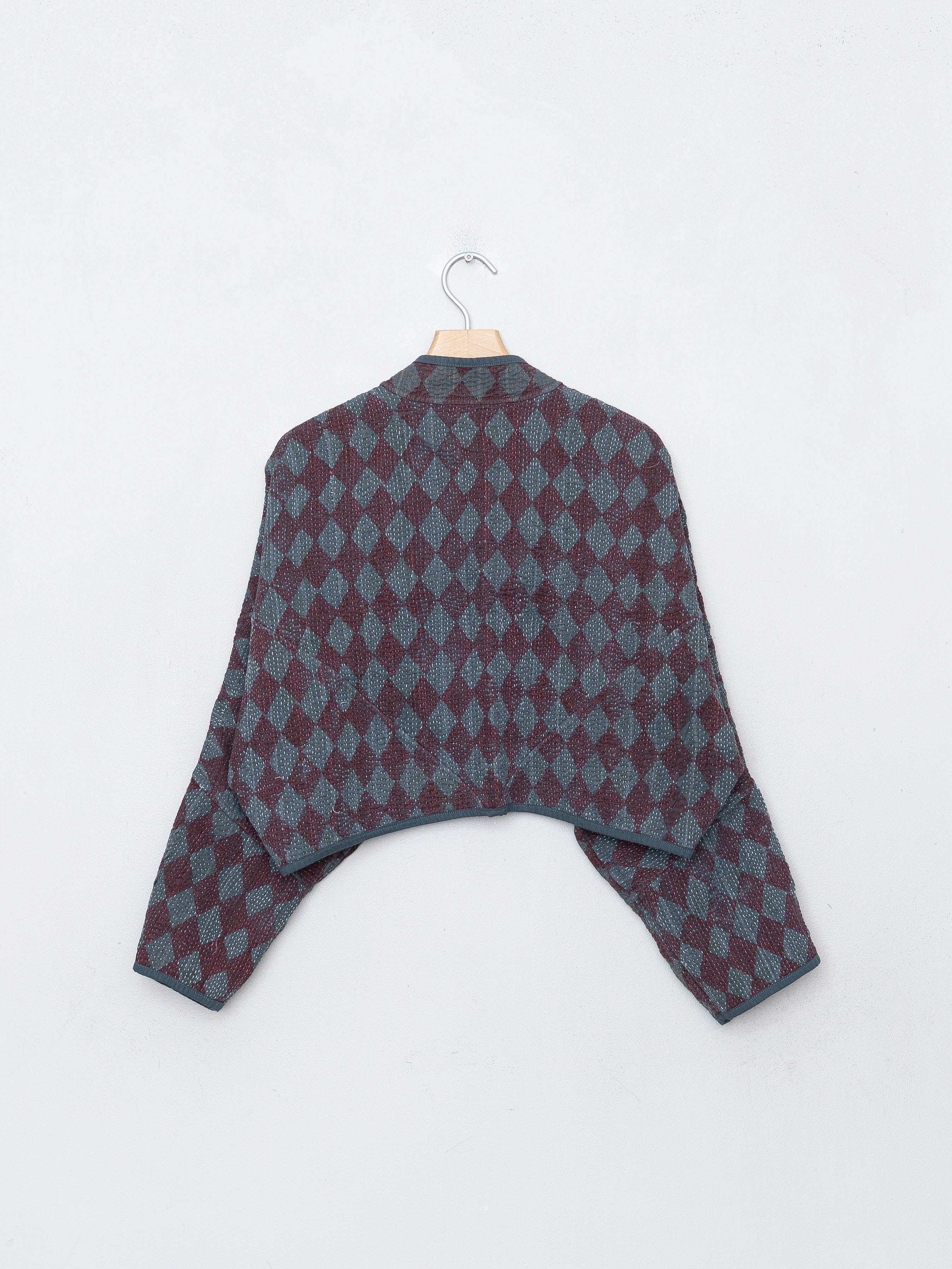 The Kaira Cropped Quilted Indigo Kantha Jacket