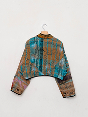 The Kaira Cropped Suzani Quilted Kantha Jacket