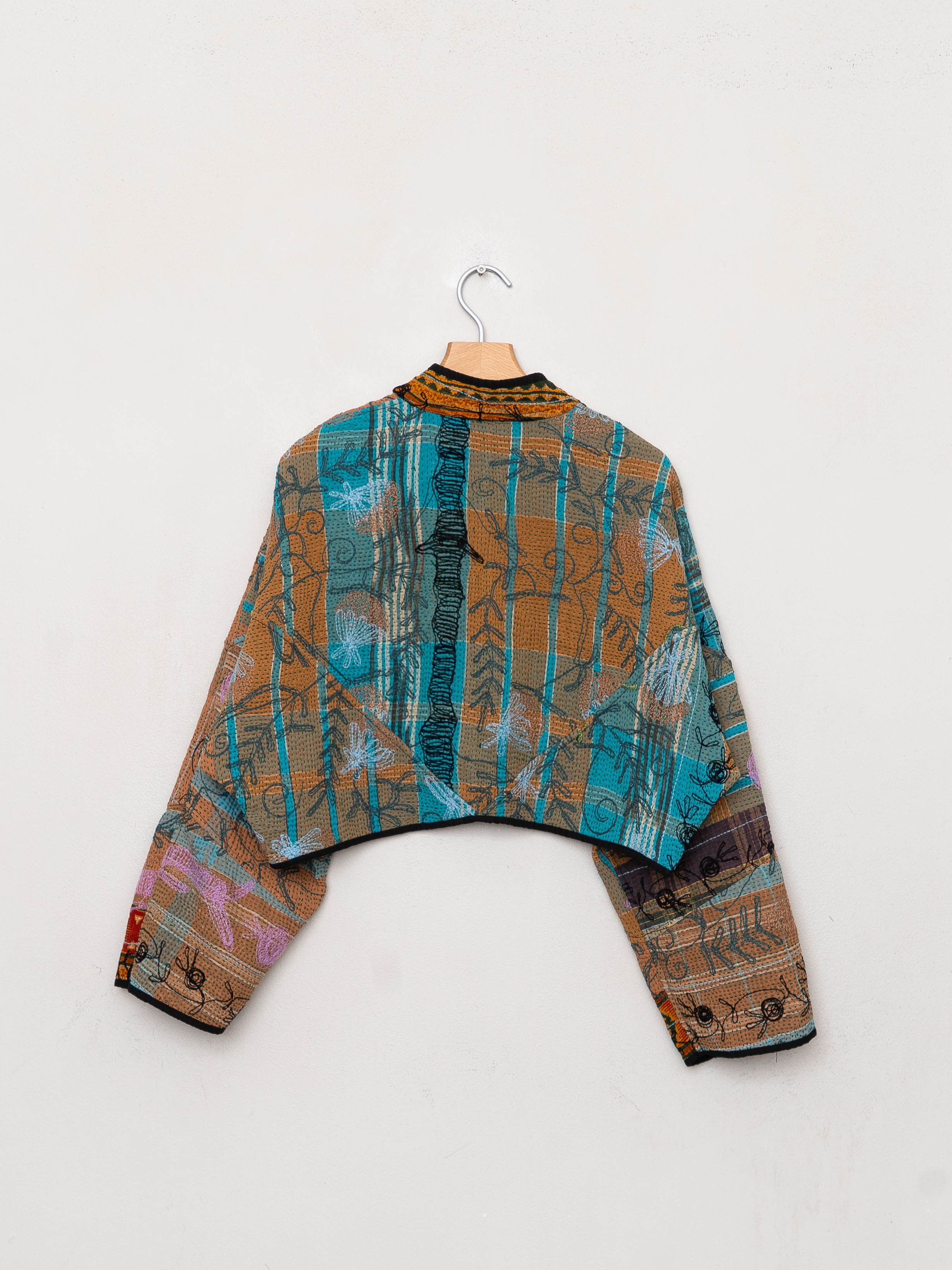 The Kaira Cropped Suzani Quilted Kantha Jacket