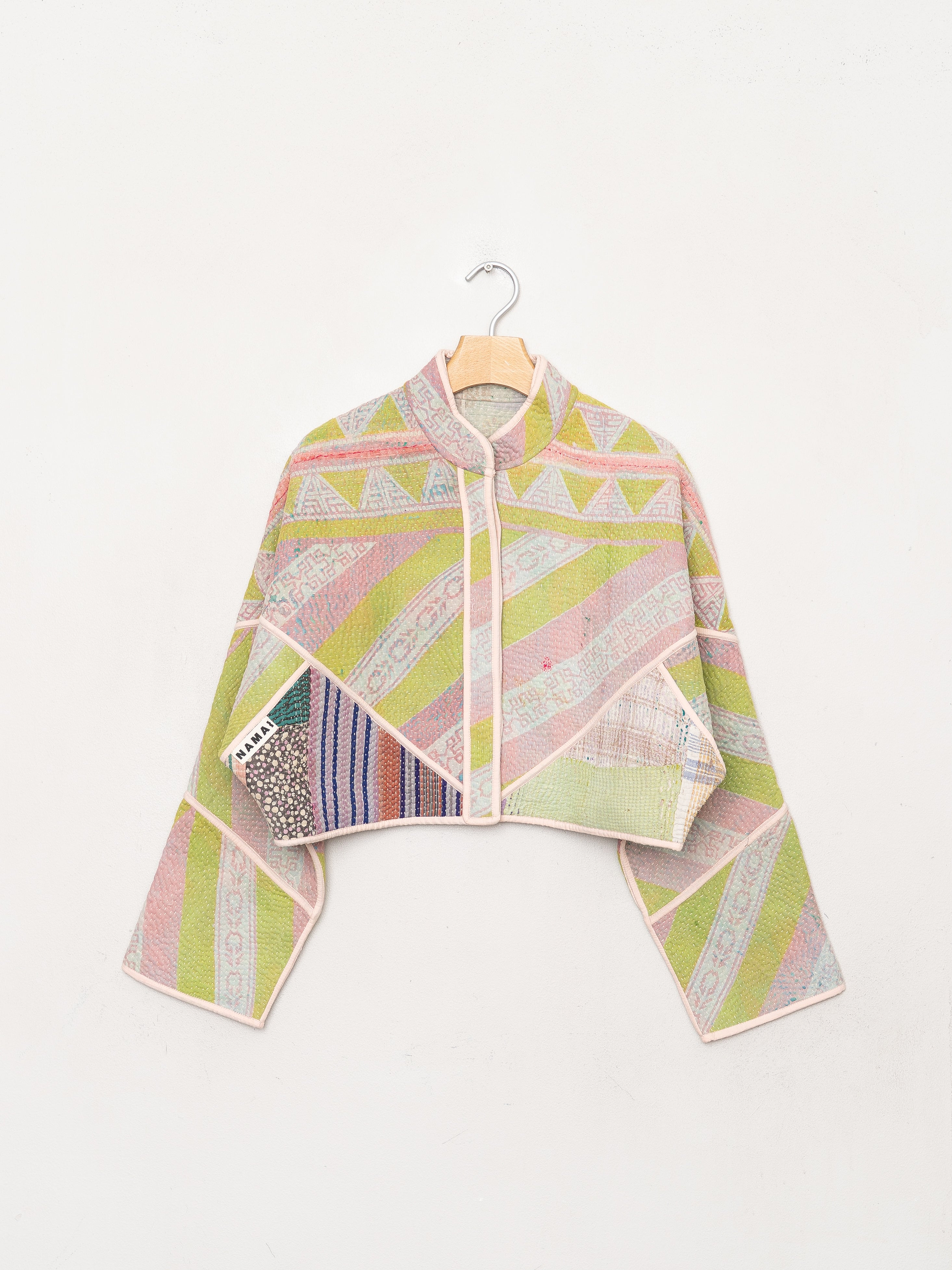 The Kaira Cropped Quilted Patchwork Kantha Jacket