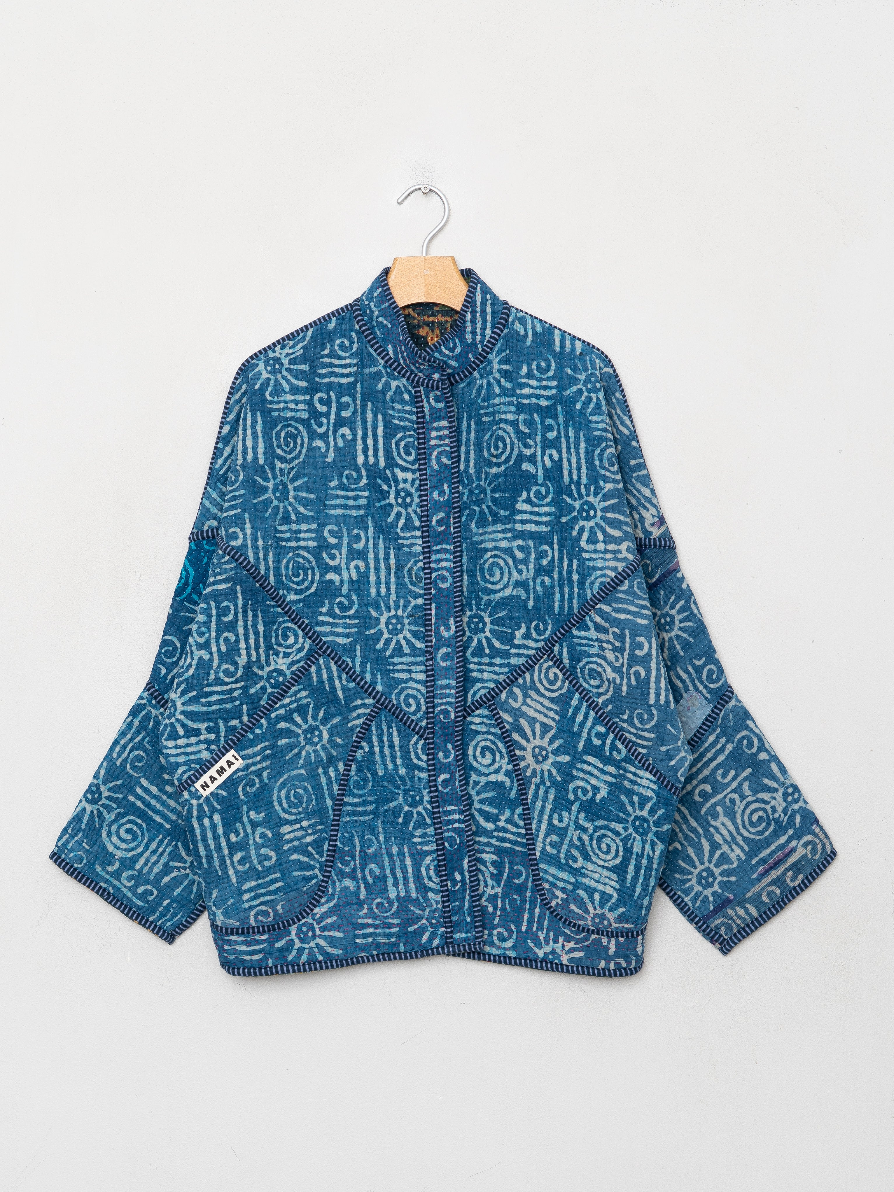 The Ishani Quilted Indigo Kantha Jacket