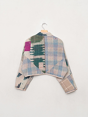 The Kaira Cropped Quilted Patchwork Kantha Jacket
