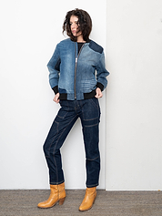 The Veda Denim Bomber Jacket - Small