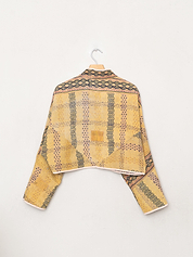 The Kaira Cropped Quilted Patchwork Kantha Jacket