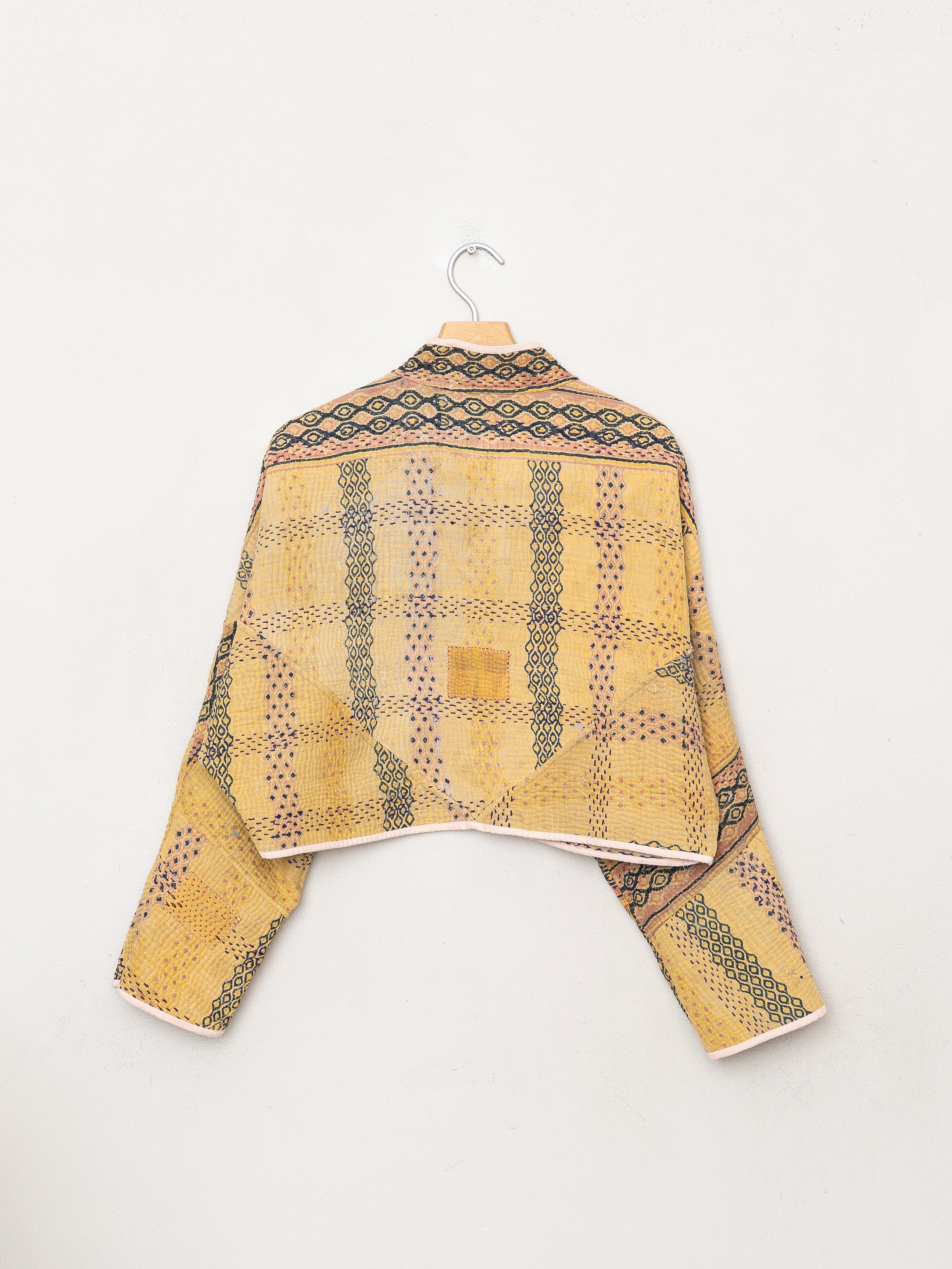 The Kaira Cropped Quilted Patchwork Kantha Jacket