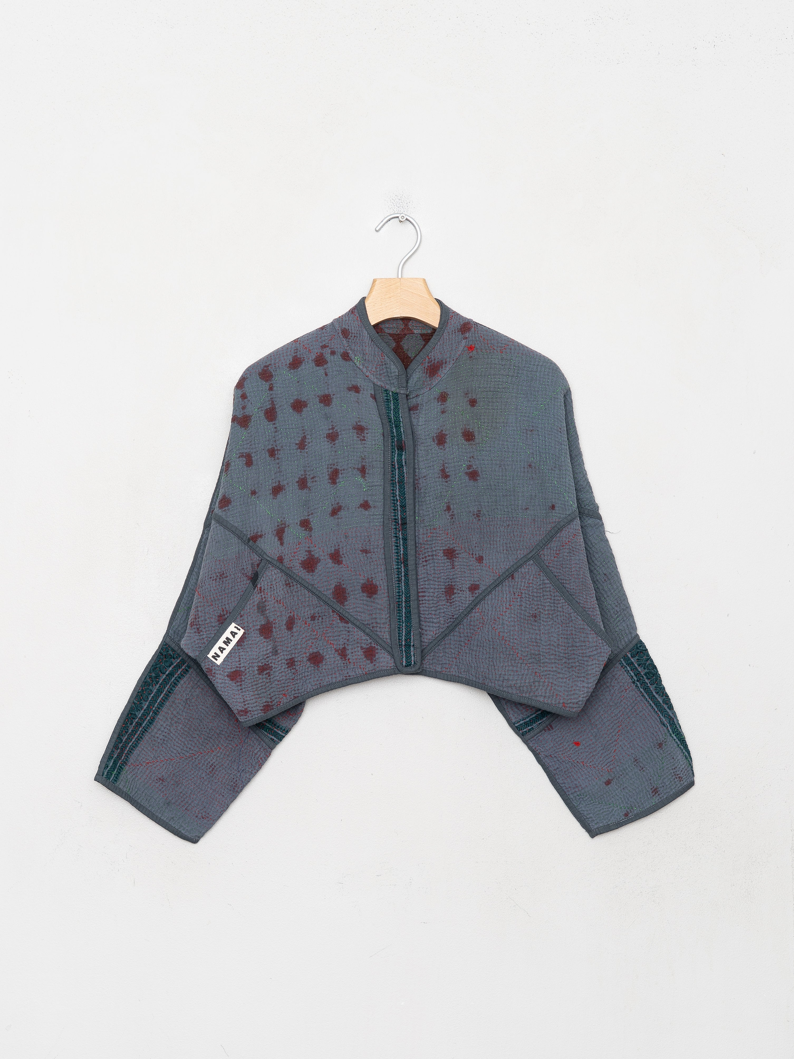 The Kaira Cropped Quilted Indigo Kantha Jacket
