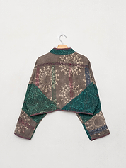 The Kaira Cropped Quilted Indigo Kantha Jacket