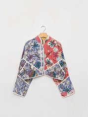 The Kaira Cropped Suzani Quilted Kantha Jacket