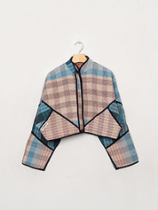 The Kaira Cropped Quilted Patchwork Kantha Jacket
