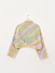 The Kaira Cropped Quilted Patchwork Kantha Jacket