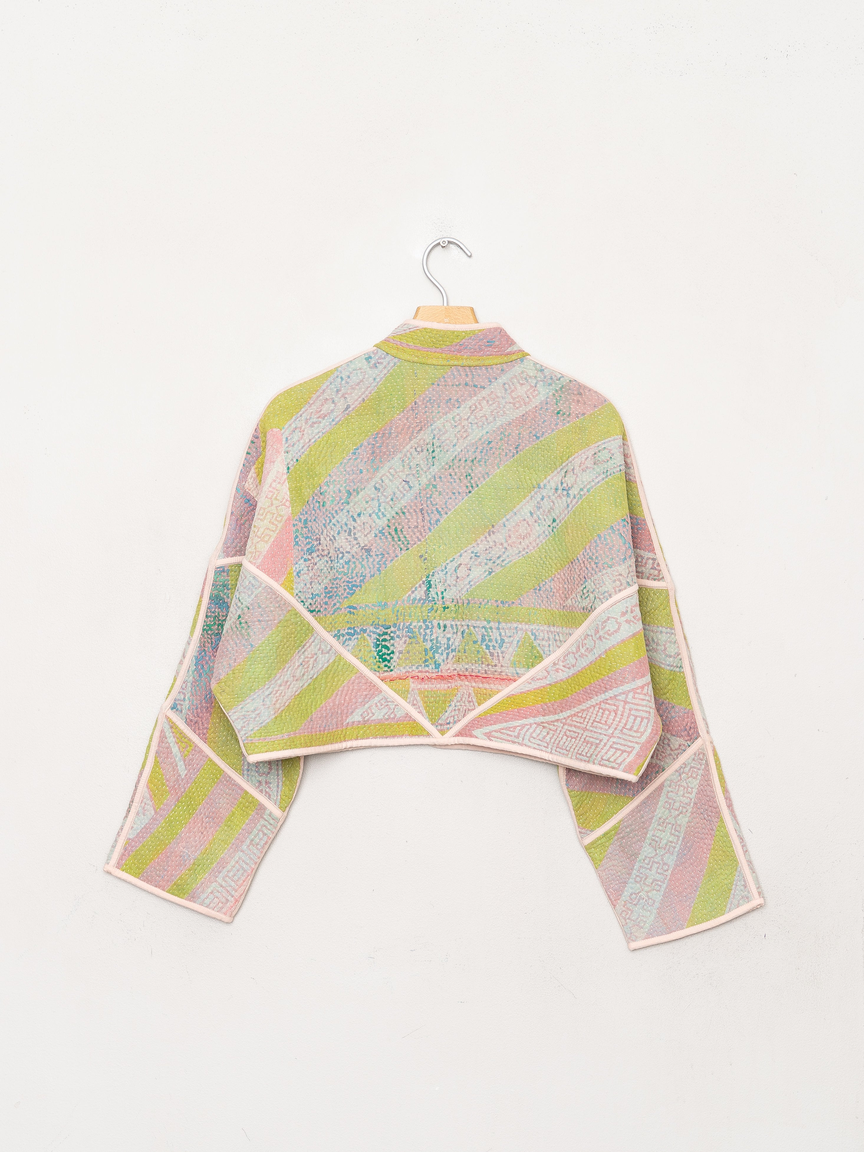 The Kaira Cropped Quilted Patchwork Kantha Jacket