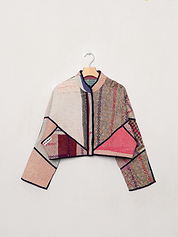 The Kaira Cropped Quilted Patchwork Kantha Jacket