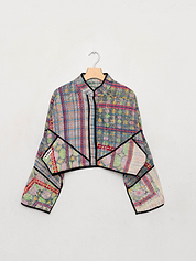 The Kaira Cropped Quilted Patchwork Kantha Jacket