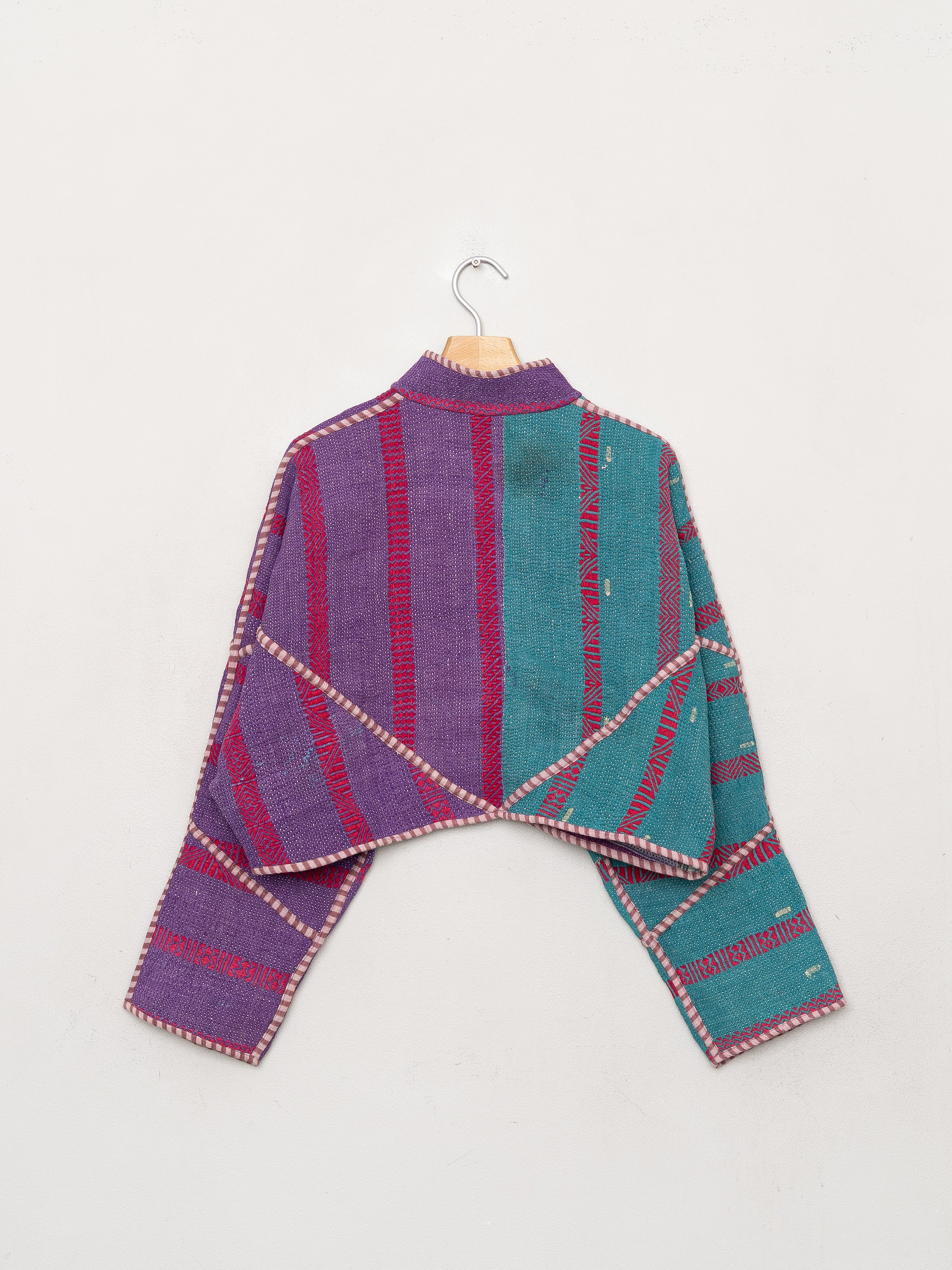 The Kaira Cropped Quilted Patchwork Kantha Jacket