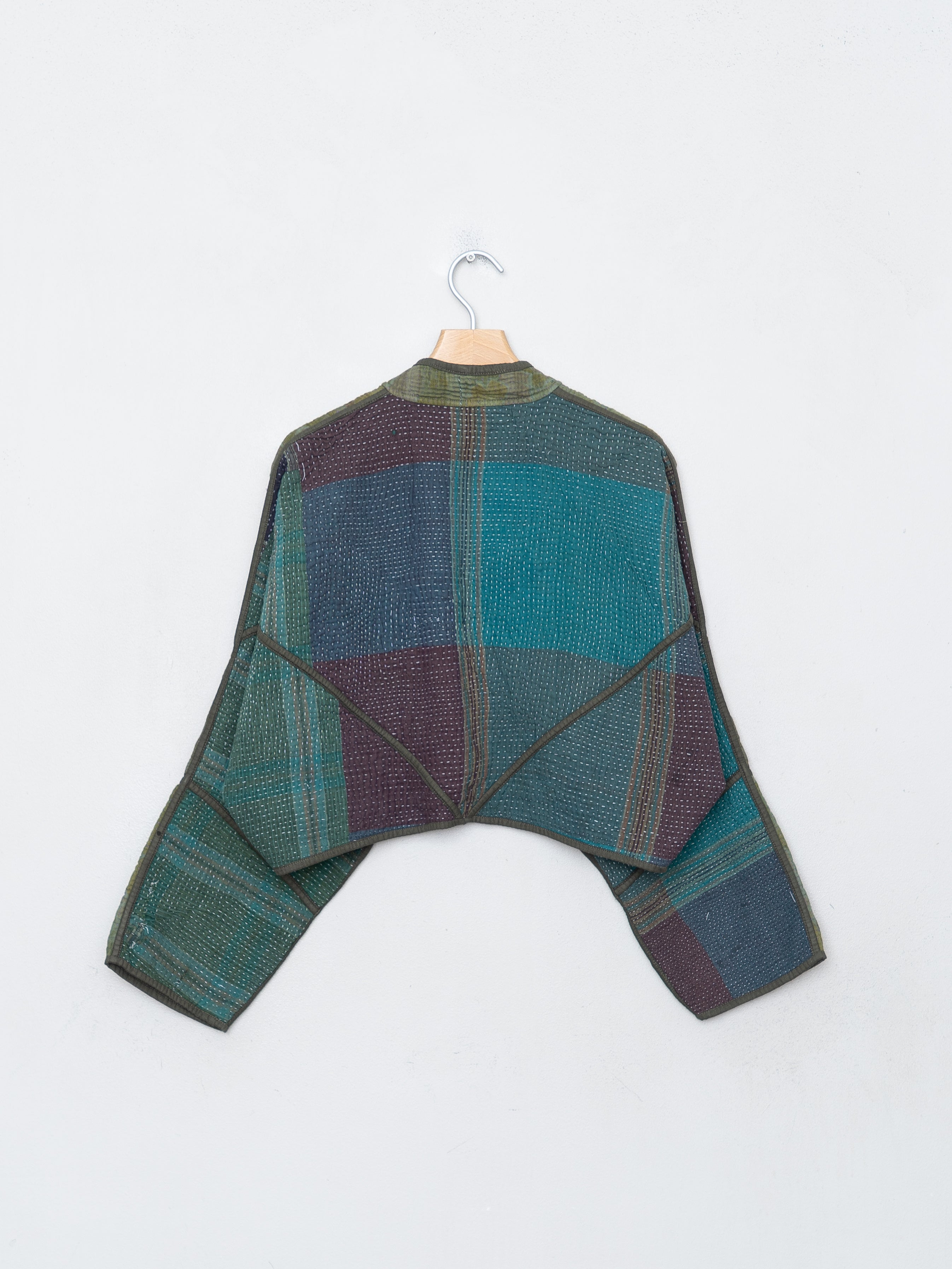The Kaira Cropped Quilted Indigo Kantha Jacket