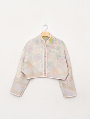 The Kaira Cropped Quilted Patchwork Kantha Jacket