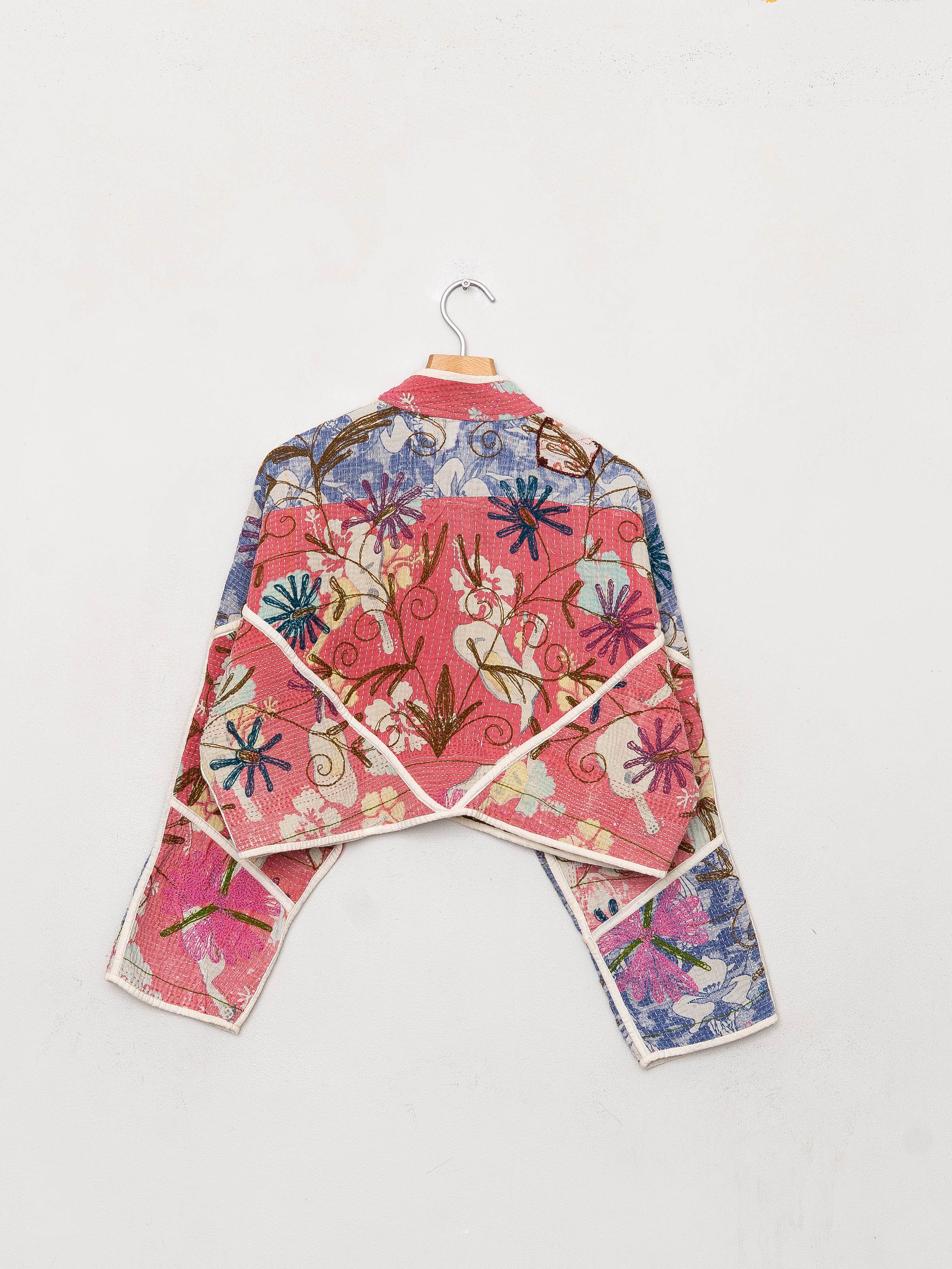 The Kaira Cropped Suzani Quilted Kantha Jacket