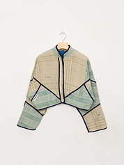 The Kaira Cropped Quilted Patchwork Kantha Jacket