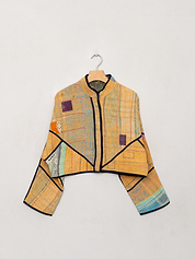 The Kaira Cropped Quilted Patchwork Kantha Jacket