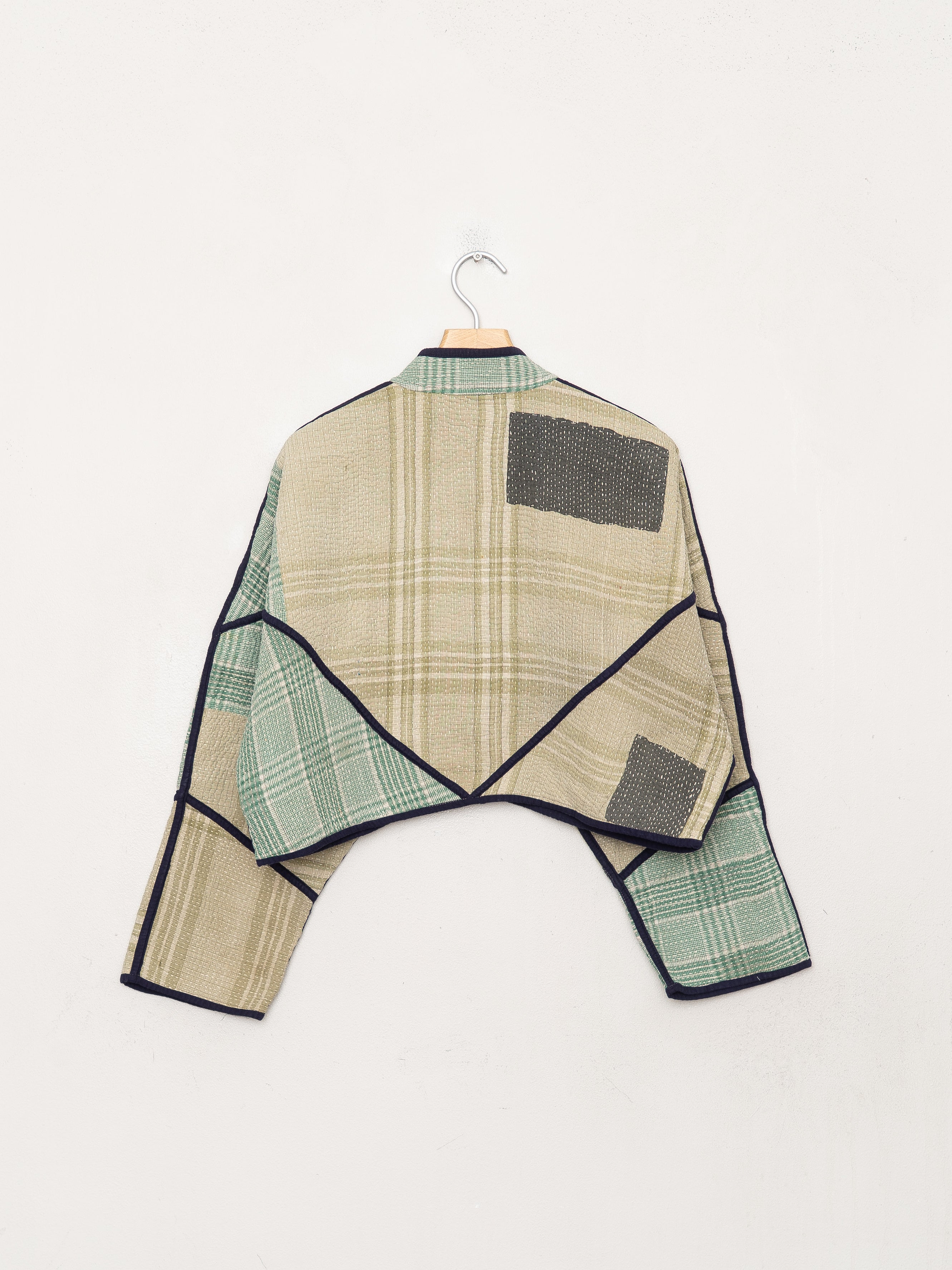 The Kaira Cropped Quilted Patchwork Kantha Jacket
