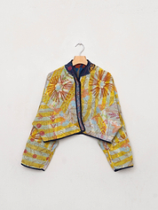 The Kaira Cropped Suzani Quilted Kantha Jacket