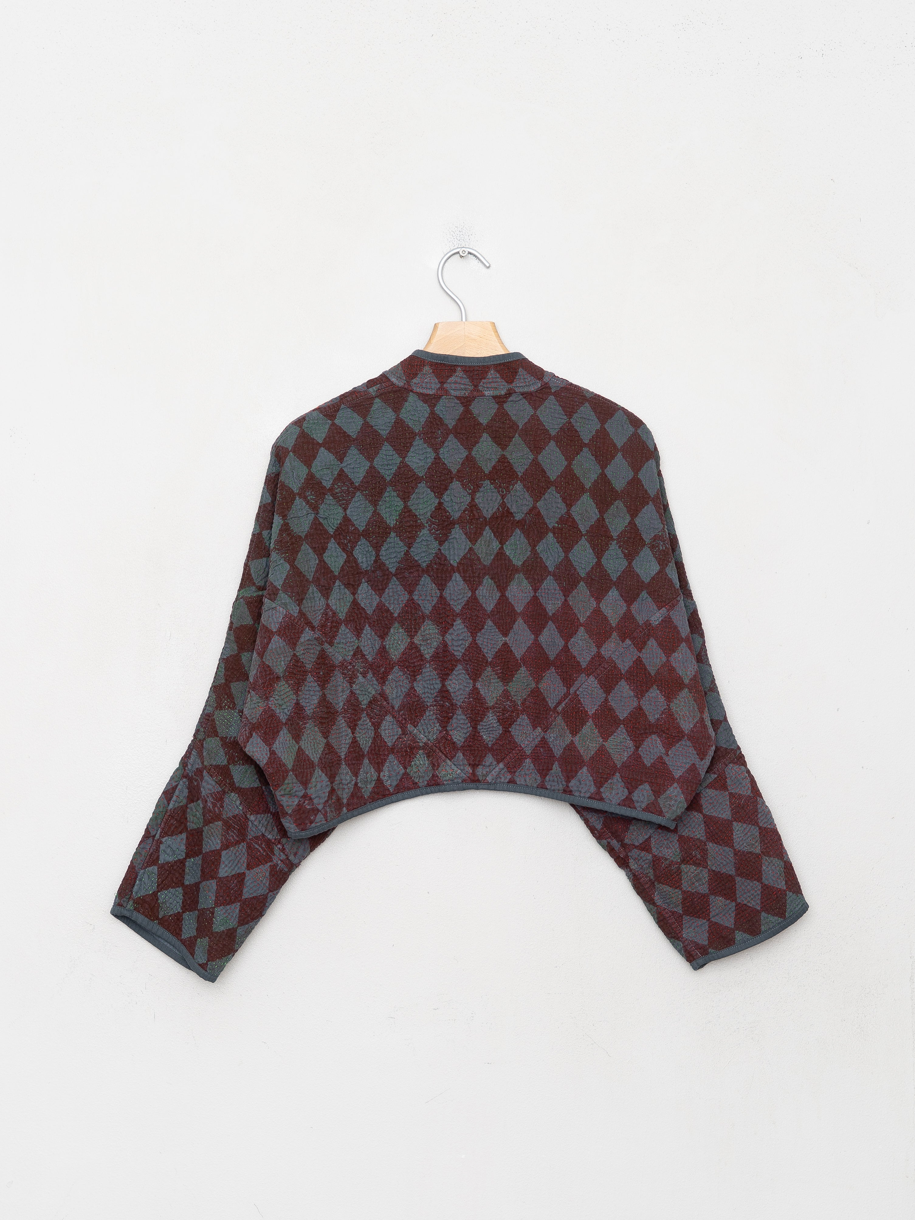 The Kaira Cropped Quilted Indigo Kantha Jacket