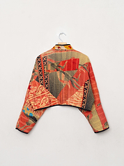 The Kaira Cropped Quilted Patchwork Kantha Jacket